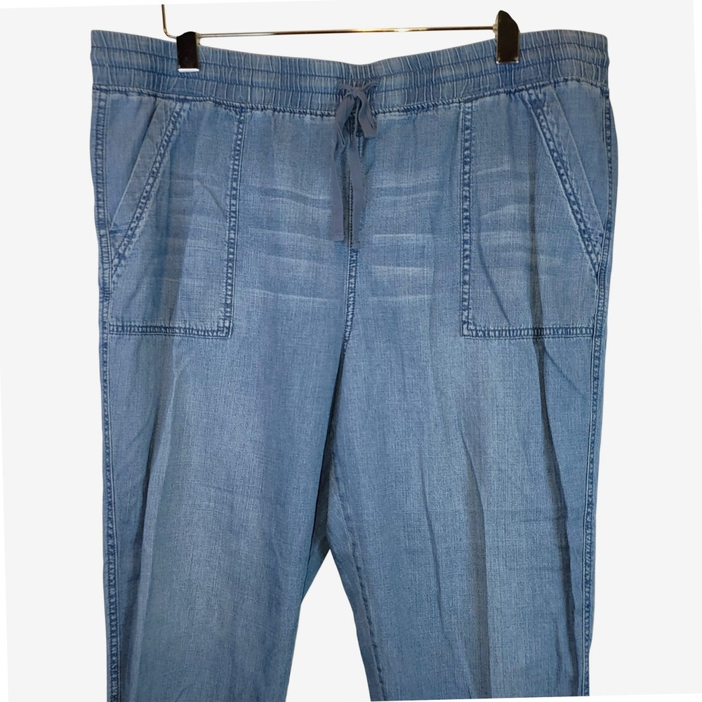 Seven7 Utility Jogger Pants Blue Denim Pull-On Womens Sz XL Cargo - Picture 5 of 13